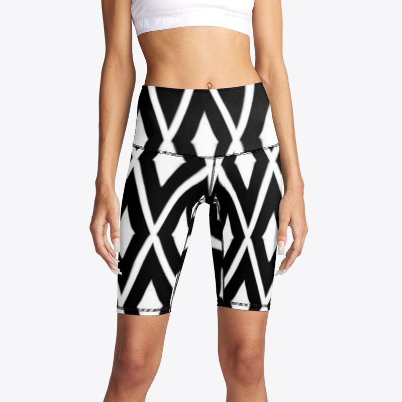 Black and White Rhombus Bike Short