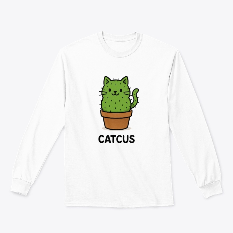 Cute Cartoon Cat Cactus Illustration