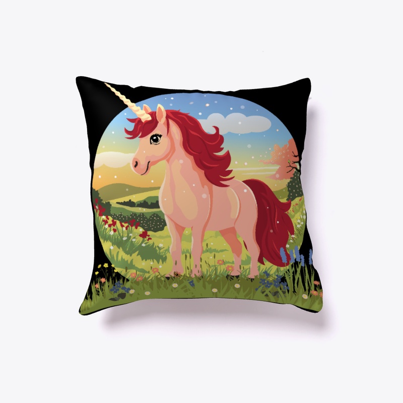 cute unicorn in a spring landscape