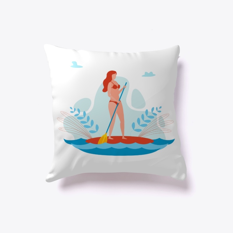 SUP paddle board woman illustration