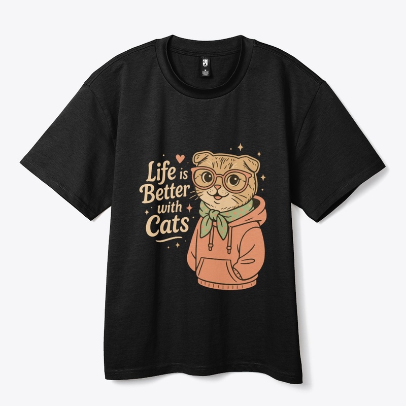 Life Is Better With Cats Hoodie Glasses 