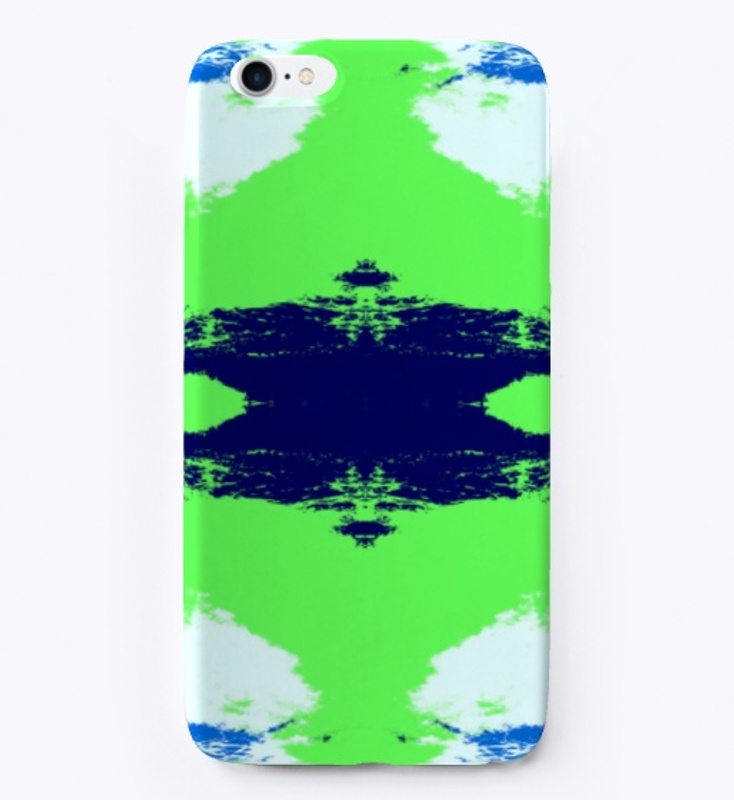 Abstract Green Blue Ink Blot Rorschach