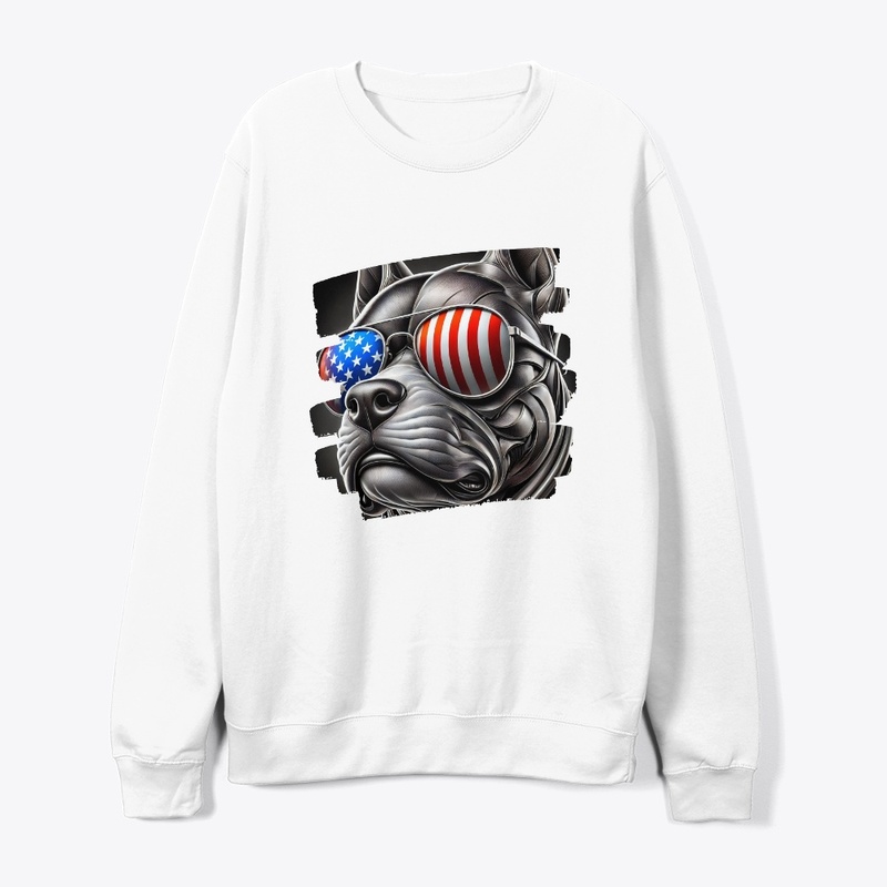 Dog Art with American Flag Sunglasses