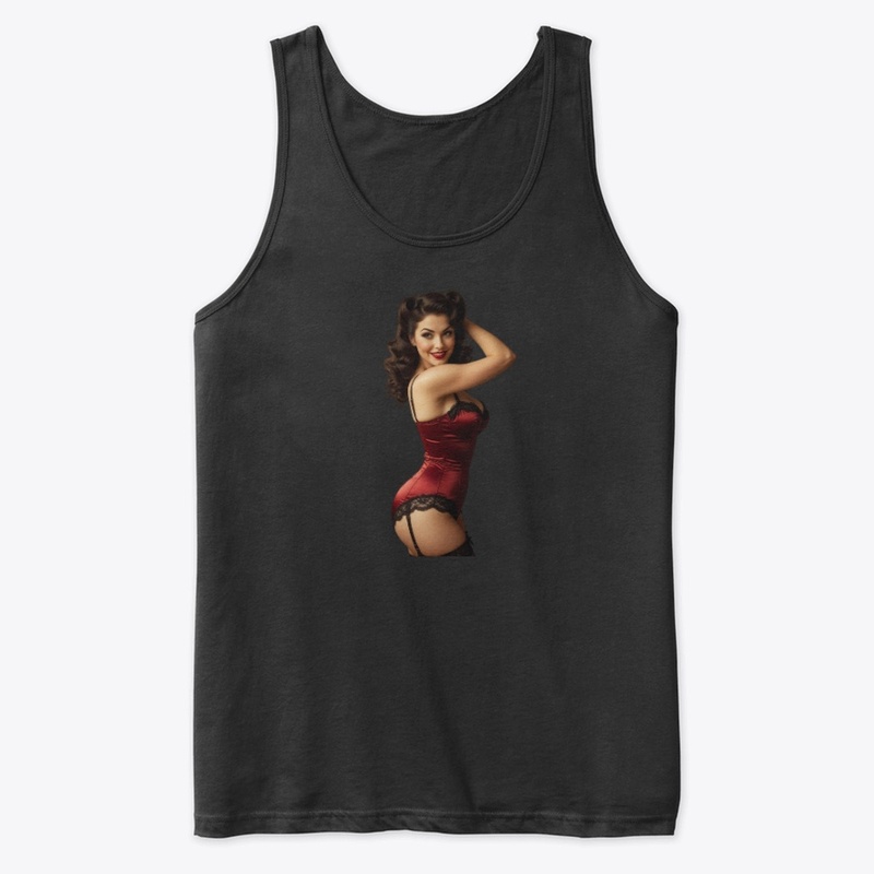 Vintage Red Corset PinUp Girl Rockabilly
