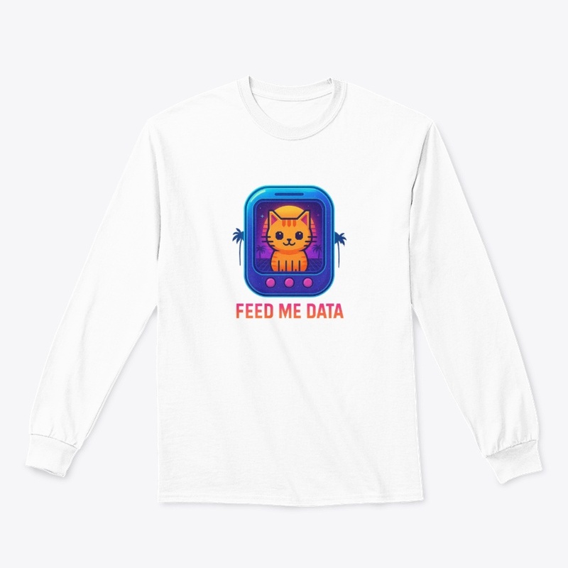 Retro Vaporwave Pixel Cat – Feed Me Data
