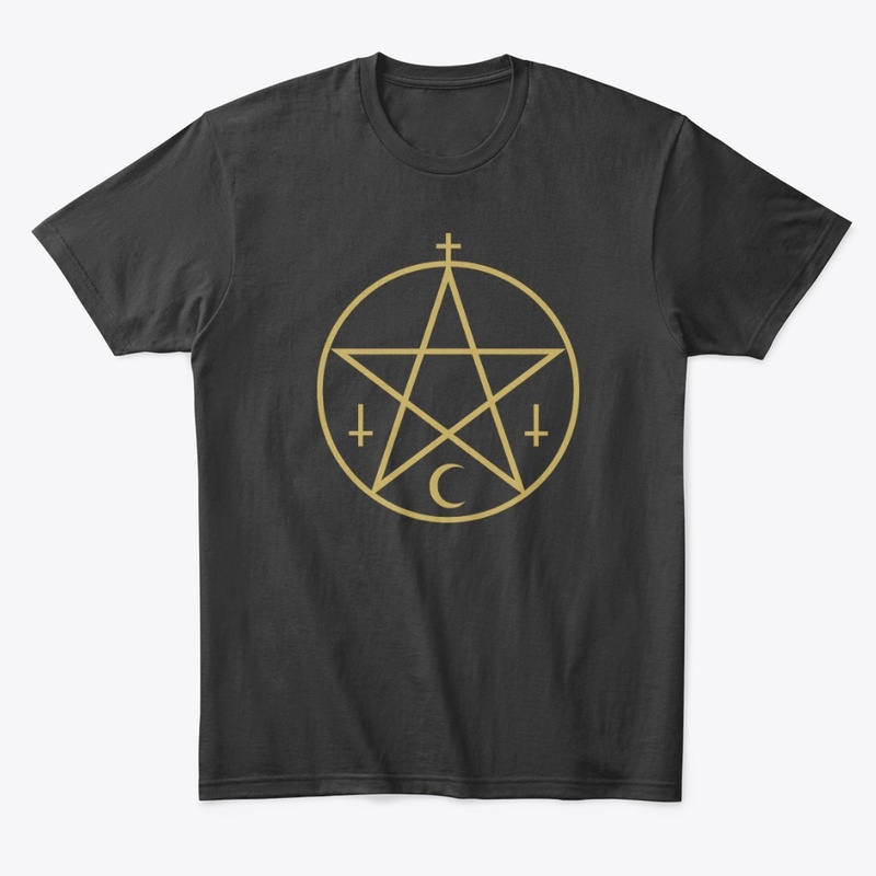 Black 'Transmutation' t-shirt with golden sigil