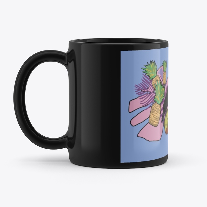 Toucan and Coconut on Blue