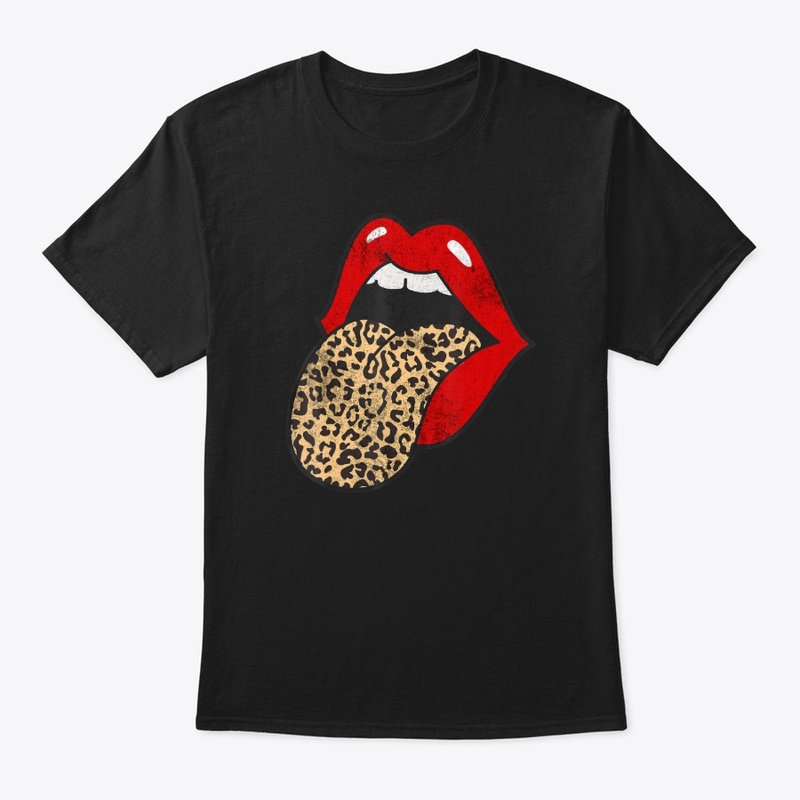 Red Lips Leopard Tongue Trendy Animal