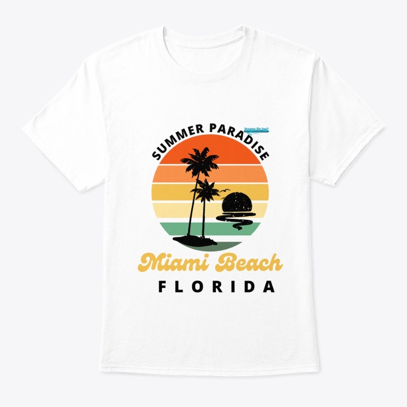 Miami Beach Summer Paradise-Blk-T-Shirt