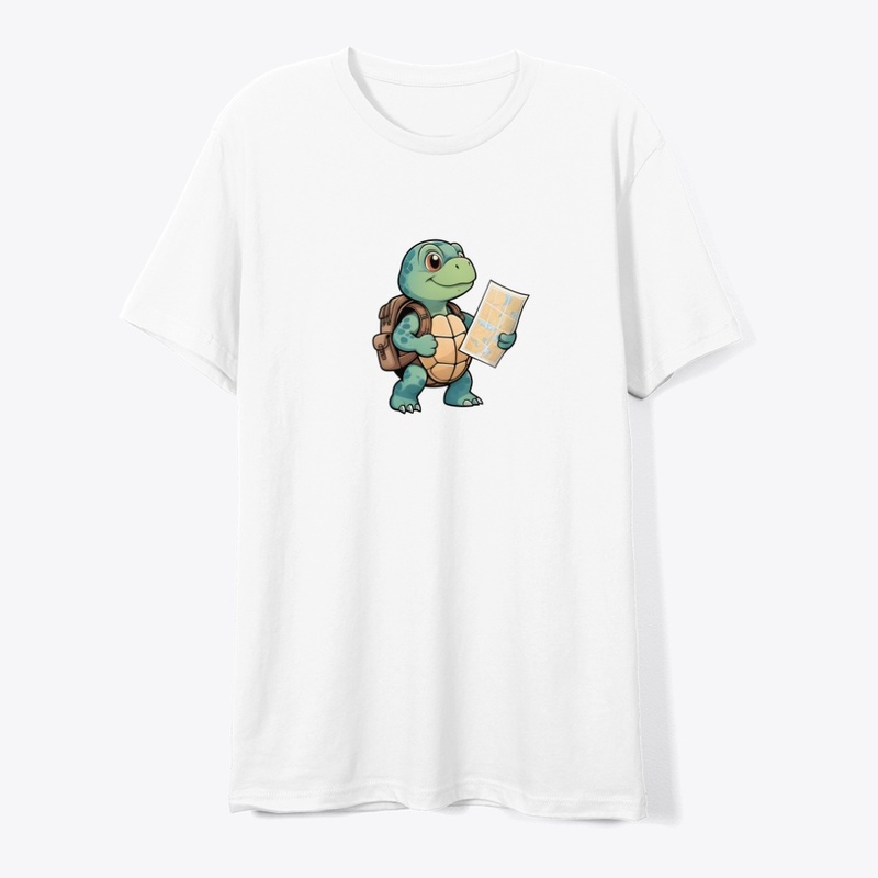 Cute Lost Turtle Explorer Sticker.