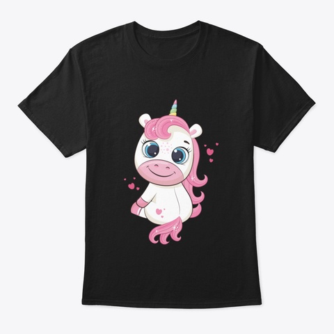 Baby Unicorn Cqole Black T-Shirt Front