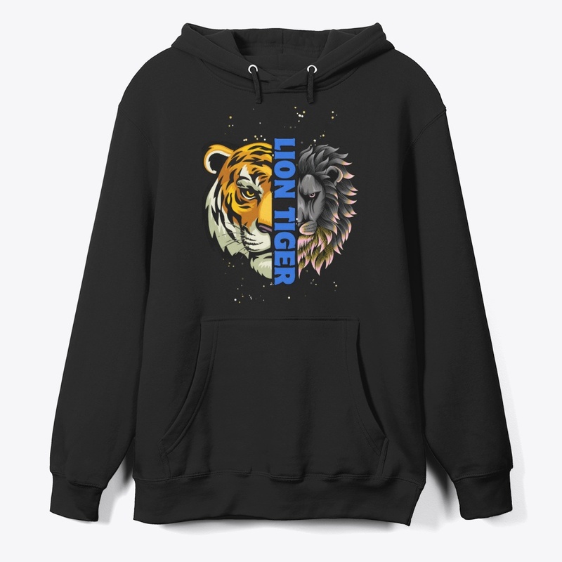 Lion Tiger Black Long Sleeve-Hoodie
