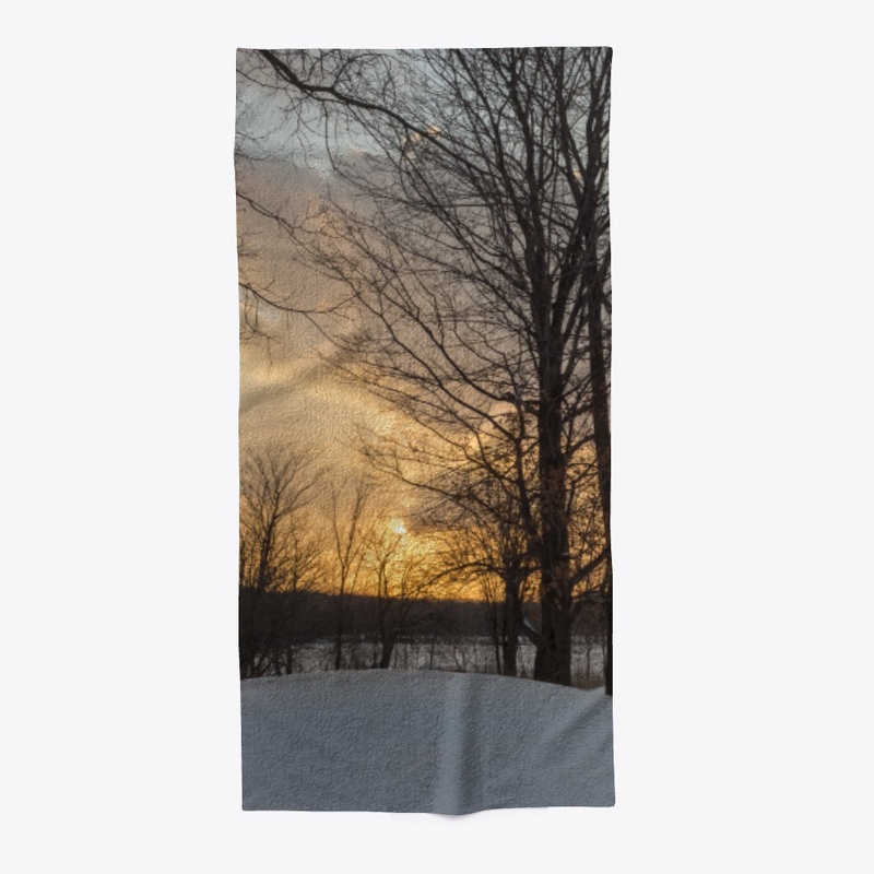 SUNSET VIEW AND WINTER LANDSCAPE