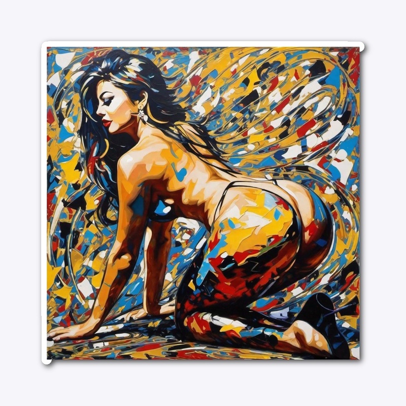 Woman splashes paint back