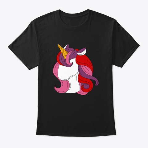 Unicorn Rainbow Artwork Black T-Shirt Front