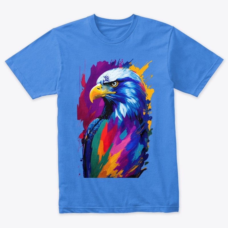 Vibrant Eagle in colorful splatter, left
