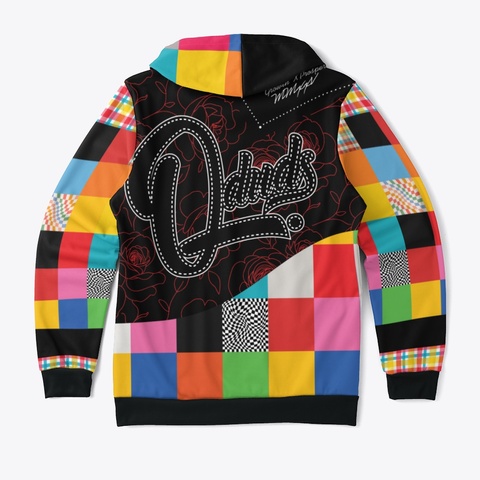Qduds Mmxxv Patchwork Series 1 Hoodie  Black T-Shirt Back