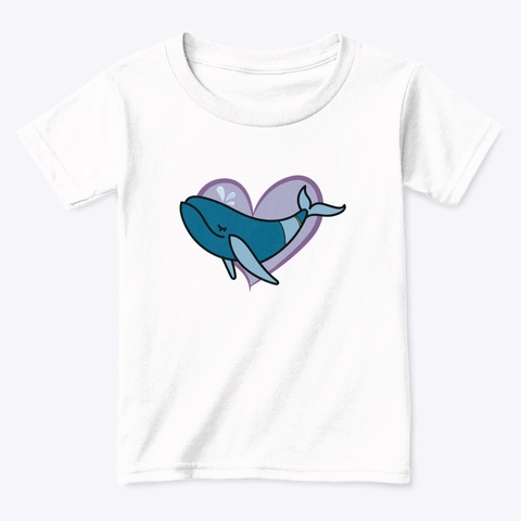 Cute Whale And The Heart White  Camiseta Front