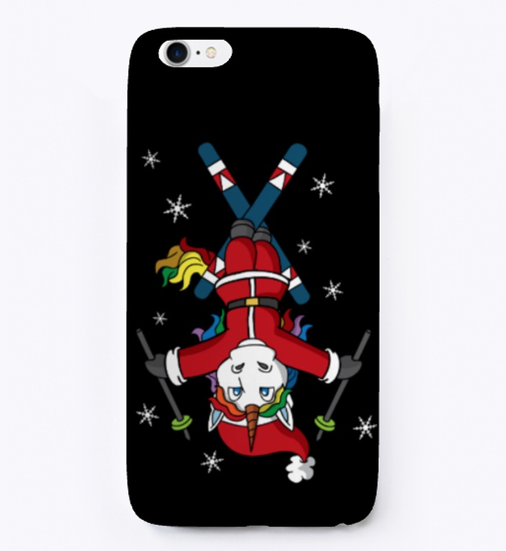 Unicorn Santa Skiing Christmas