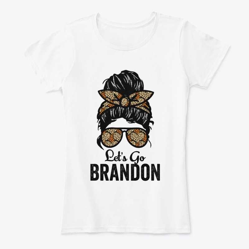 Let's Go Brandon Messy Bun Leopard 