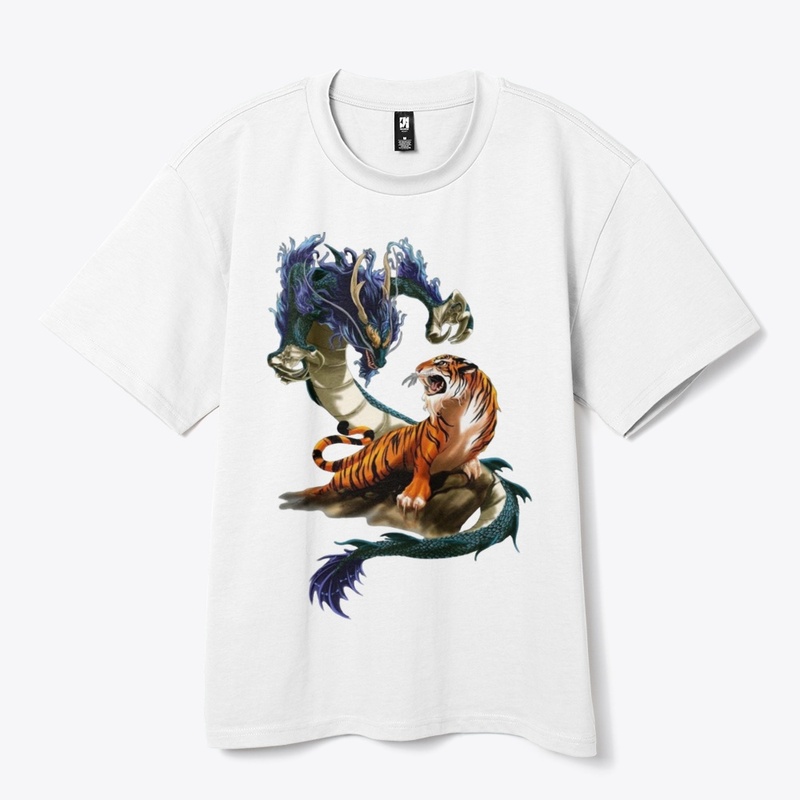 Tiger and dragon design T-shirt