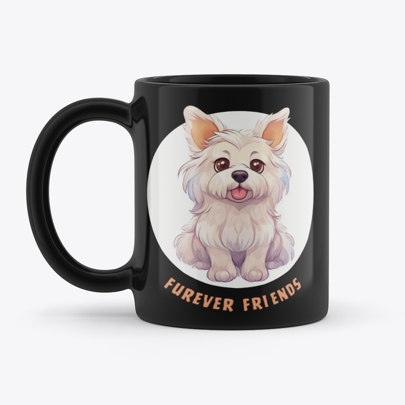 Furry Dog with Brown Eyes and Tongue Out