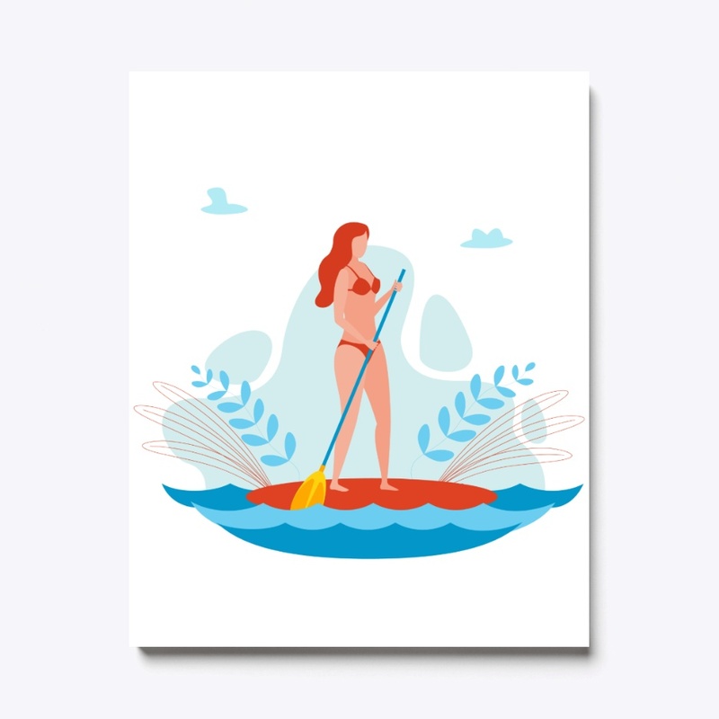 SUP paddle board woman illustration