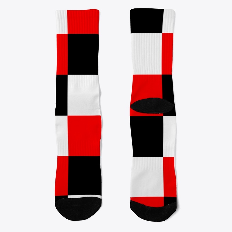 Black White Red Patchwork Check Pattern