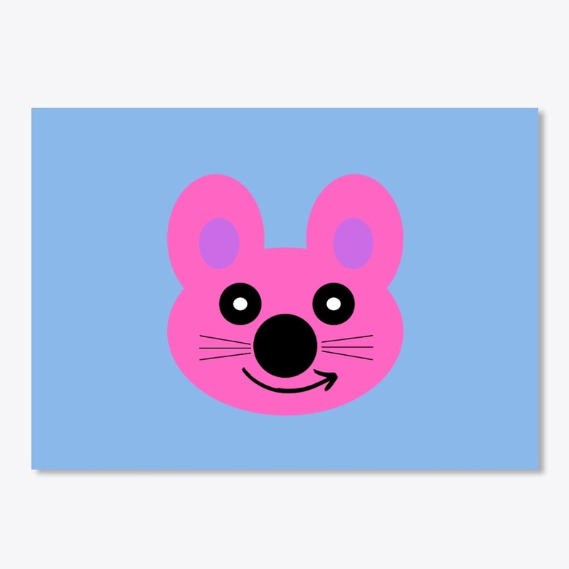 Cute Happy Pink Mouse Cartoon