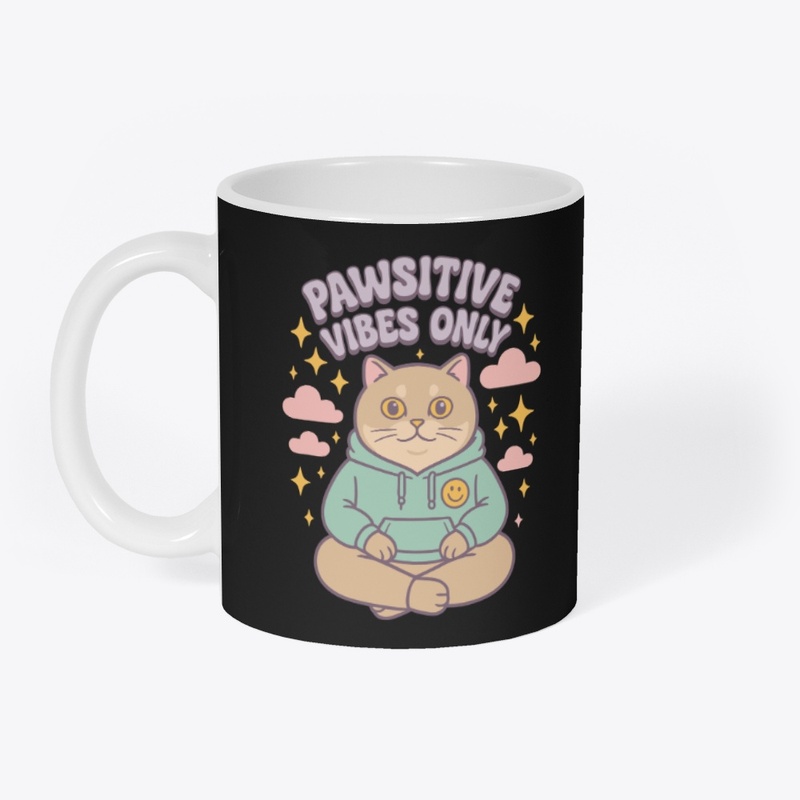 Pawsitive Vibes Only Meditating Cat Tee