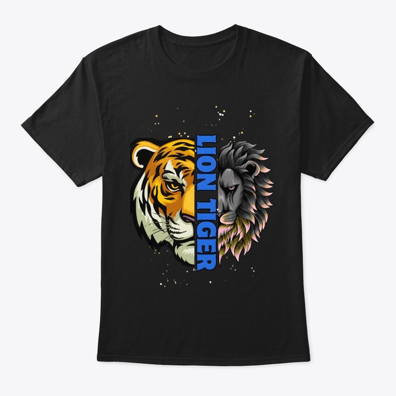 Lion Tiger Colorful Black T-shirt Design