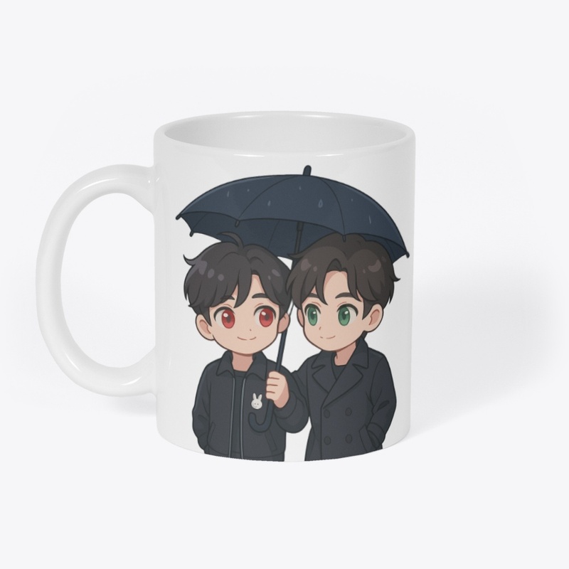 BJYX Chibi Art | Cute Duo Under Umbrella