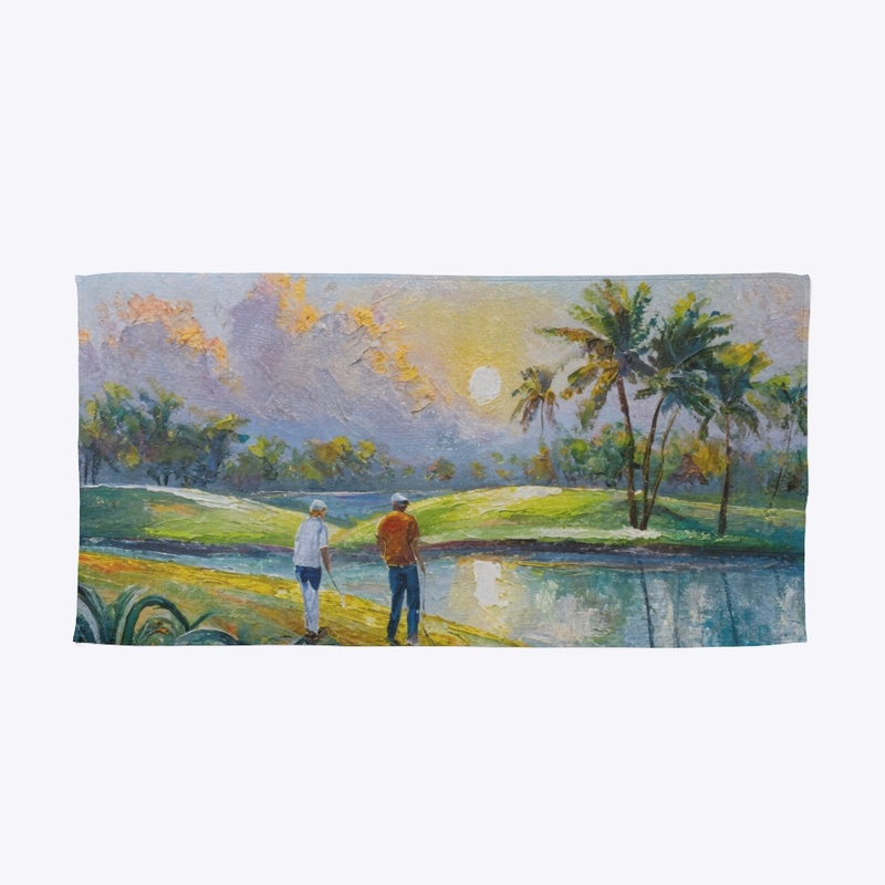 Tropical Florida Golfing Painting