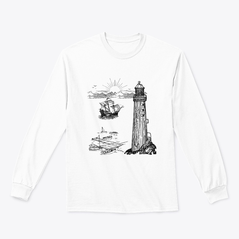 Scathe t shirt, light house t shirt 