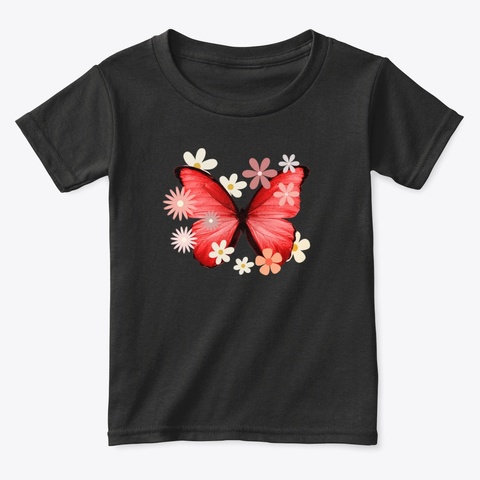 Spring Butterfly Black T-Shirt Front