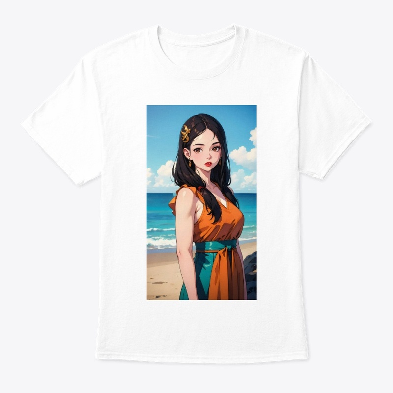 girl on the beach with the sky 
