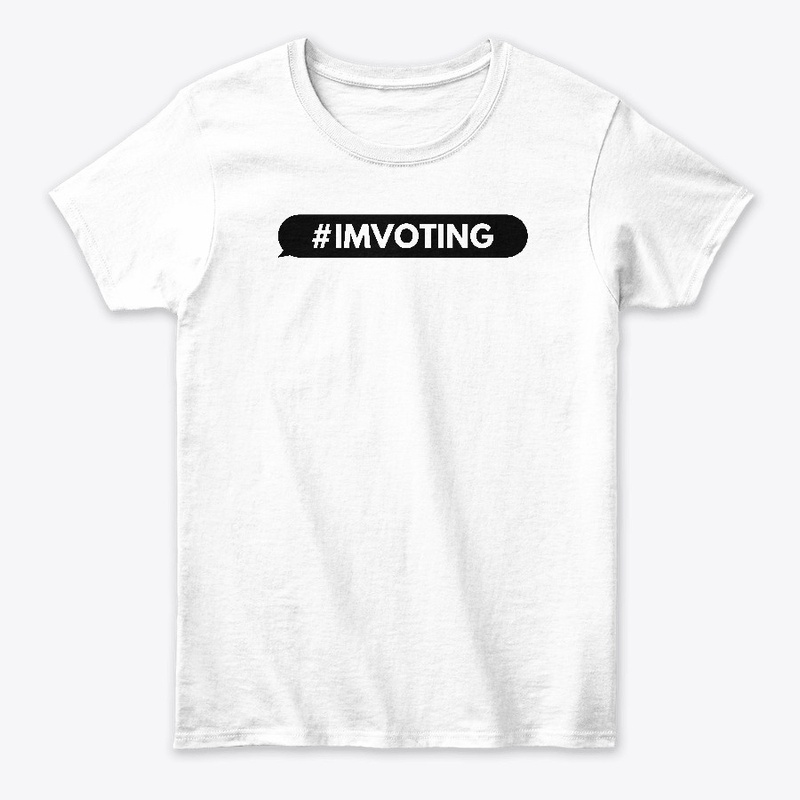 #IMVOTING, black bubble, white text