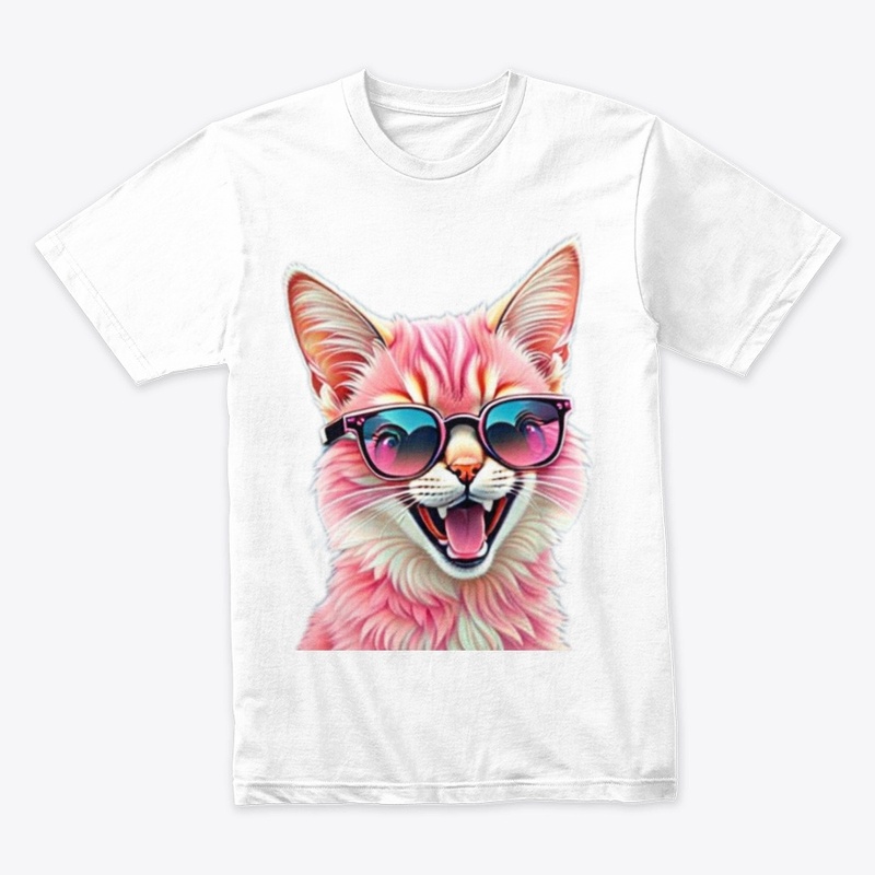 Smile Cat Tee with Glasses