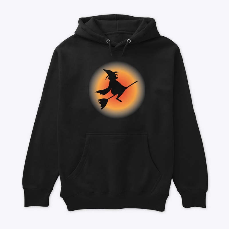 Halloween flying Witch with her broom.