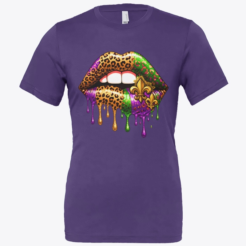  Leopard Print Mardi Gras Lips Drip Lip