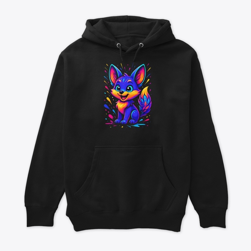 Colorful Cute Fox Neon Art Tee