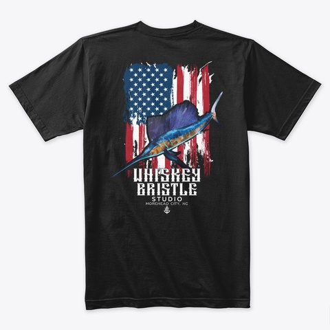 Patriotic Sailfish Black T-Shirt Back