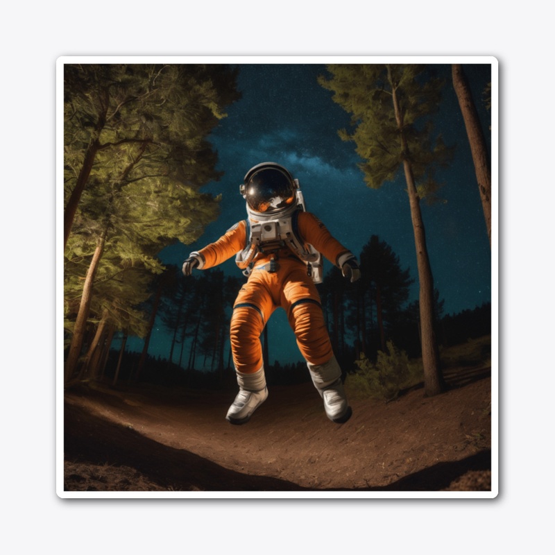 A spaceman leaping in the air