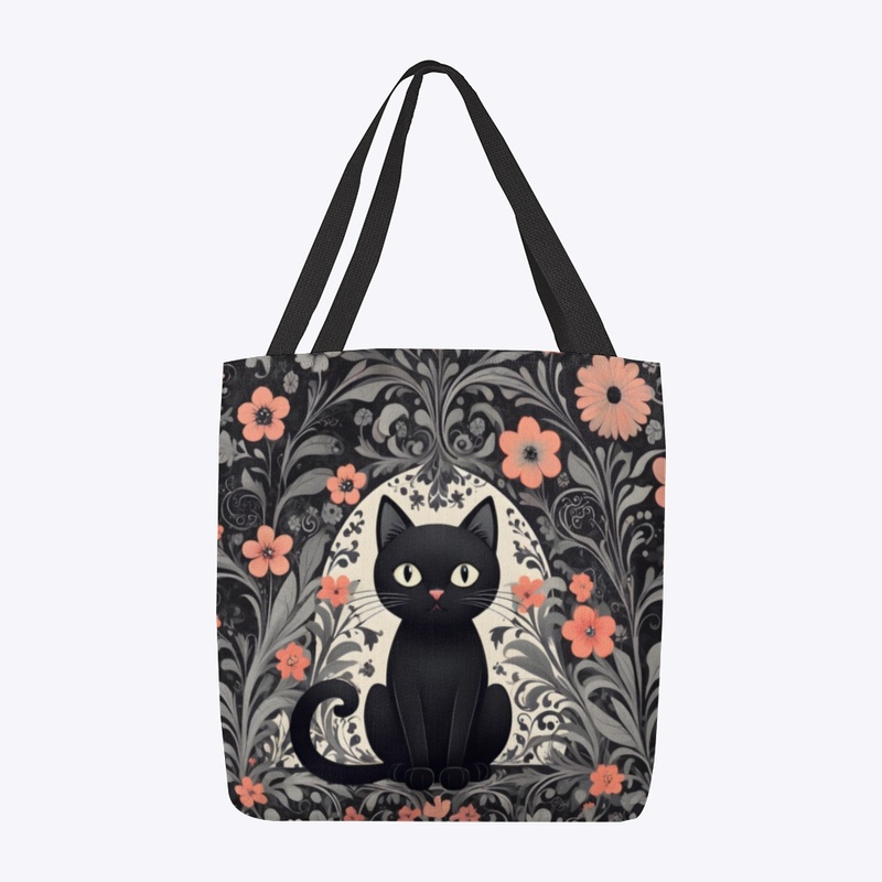 Cute Whimsical Goth Black Cat 