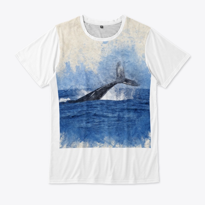 blue beige whale in the sea water