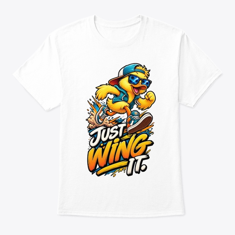 Just Wing It Funny Duck T-Shirt Design 