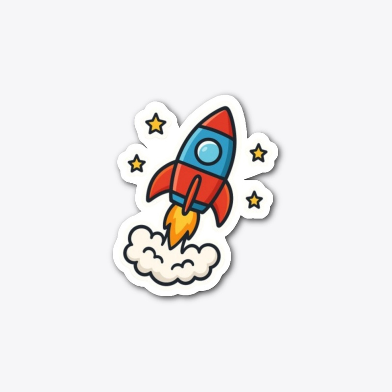 Playful Cartoon Rocket Ship Sticker