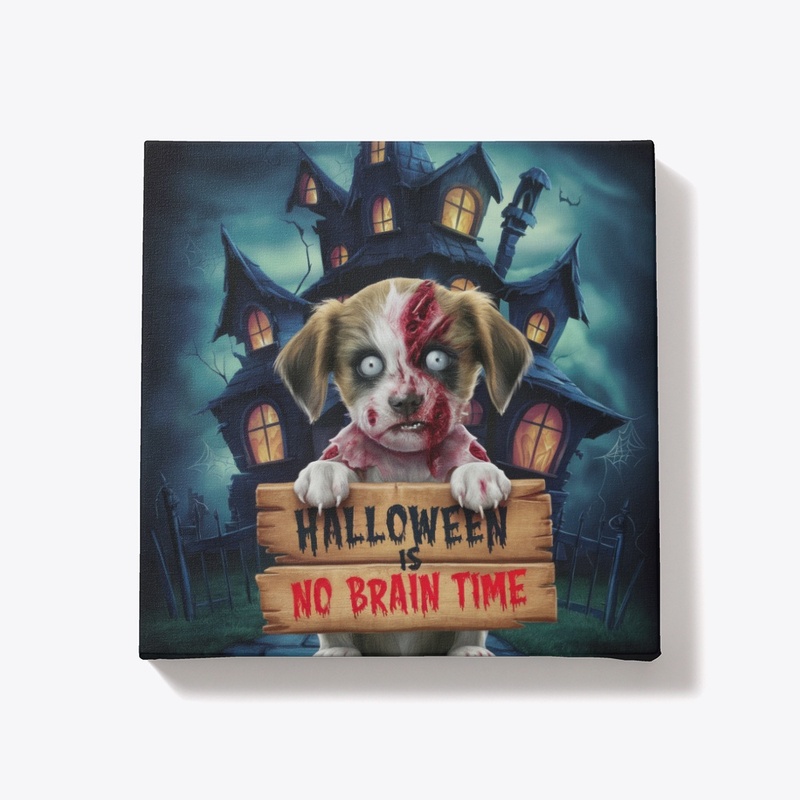 Zombie Dog Halloween Canvas Art