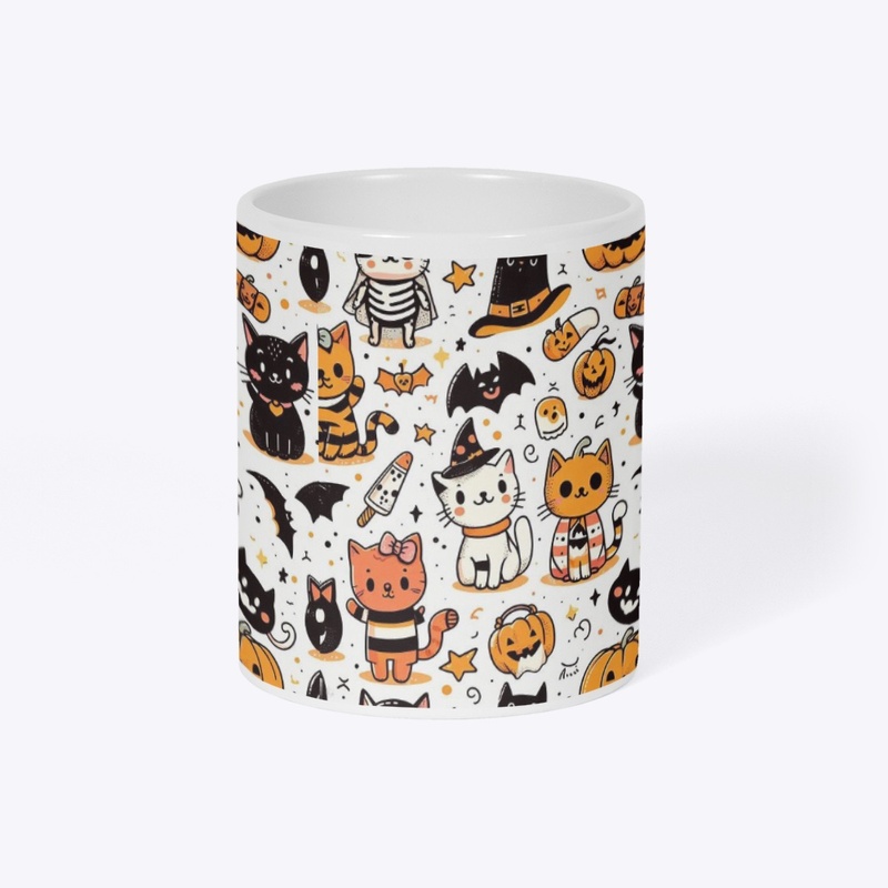 Whimsical Halloween kitty party Mug 
