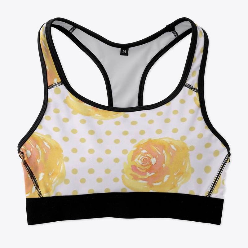 Sports Bra Yellow Floral Dot